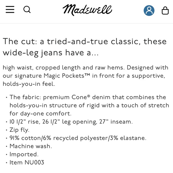 Madewell Wide-Leg Jeans NWT - Picture 4 of 4